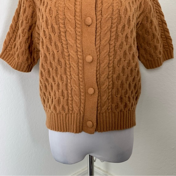 Shein Cable Knit Brown Sweater Top Button Front Retro Size medium - Picture 7 of 13